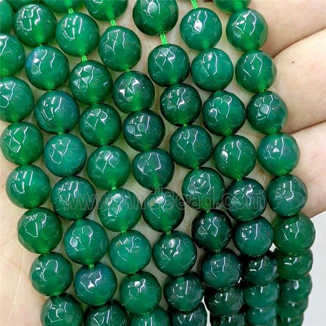 Natural Agate Beads Green Dye Faceted Round