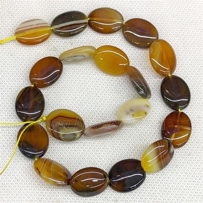 Natural Stripe Agate Oval Beads CoffeeAmber Dye