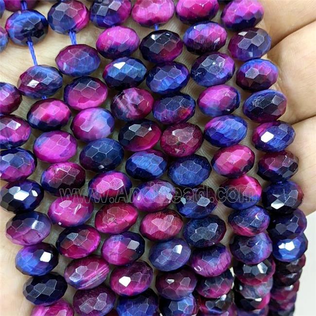 Natural Tiger Eye Stone Beads Faceted Rondelle Multicolor Dye
