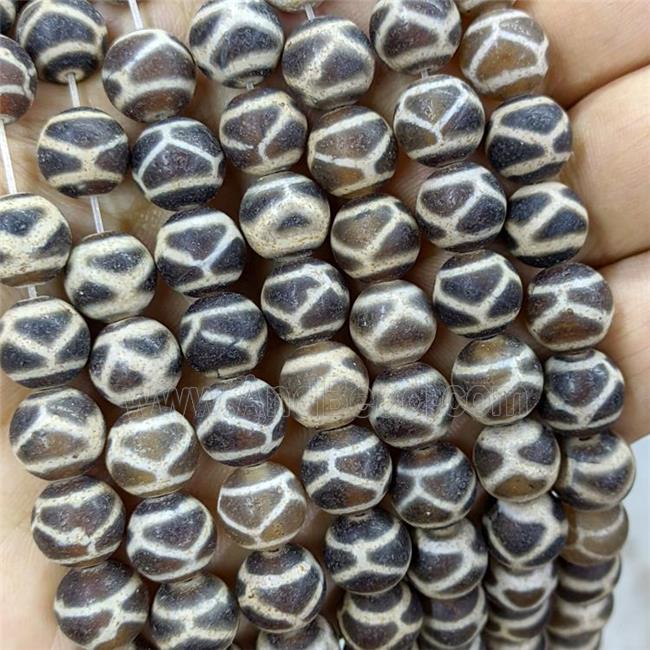 Tibetan Agate Round Beads Tortoise Coffee Matte