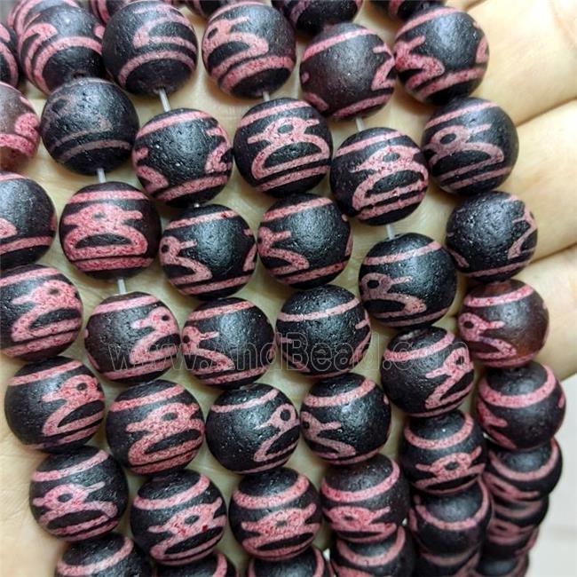 Tibetan Agate Round Beads Pink Dye