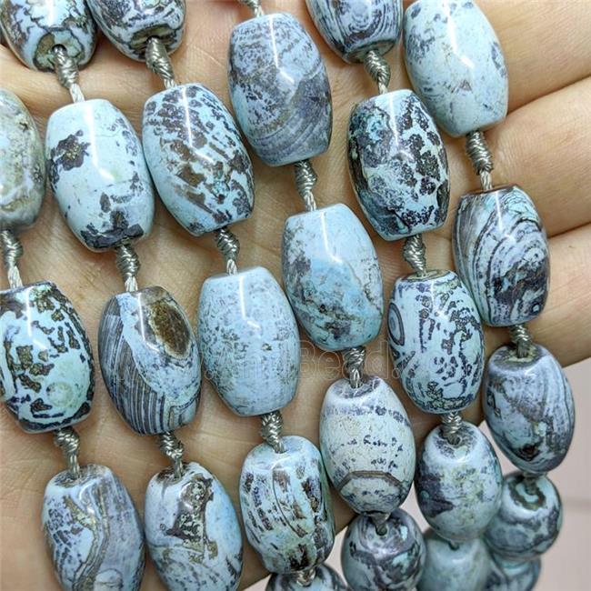 Natural Agate Barrel Beads Blue Dye