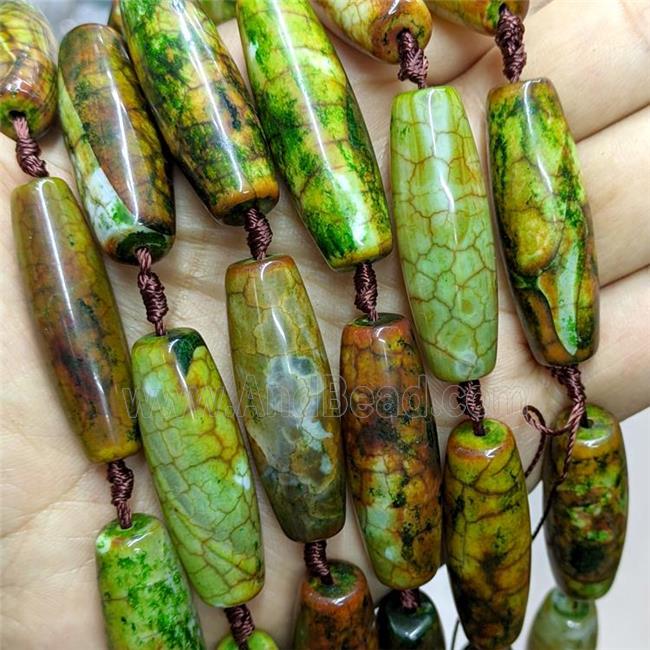 Green Veins Agate Rice Beads Green Dye