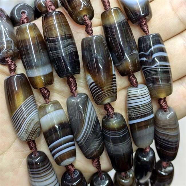 Natural Stripe Agate Rice Beads Coffee