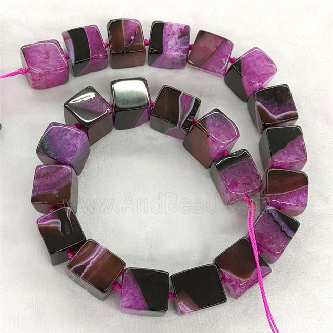Druzy Agate Cube Beads Hotpink Dye