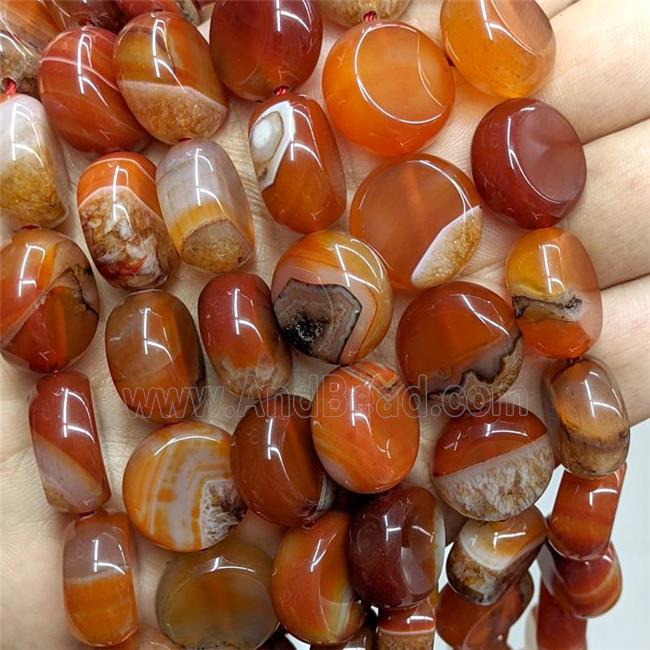 Druzy Agate Coin Beads Orange Dye