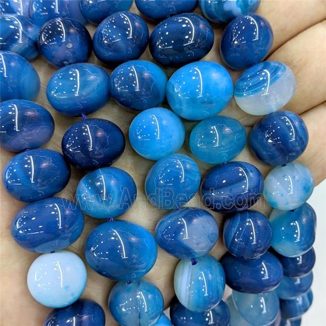 Natural Stripe Agate Egg Beads Blue Dye