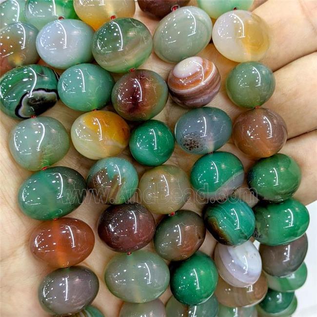Natural Stripe Agate Egg Beads Green Dye