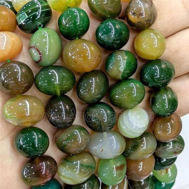 Natural Stripe Agate Egg Beads Green Dye