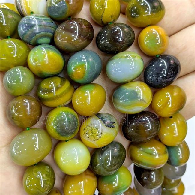 Natural Stripe Agate Egg Beads Olive Dye