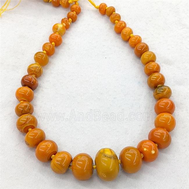 Natural Agate Rondelle Beads Graduated Orange Dye Smooth