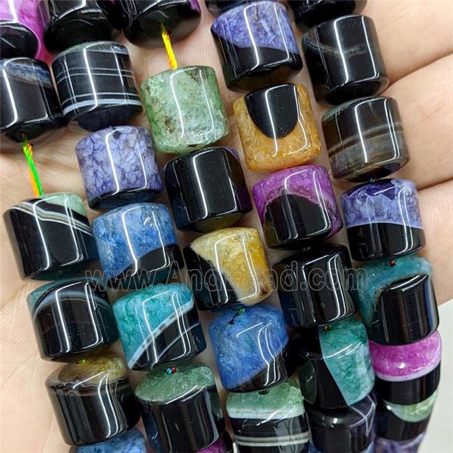 Natural Druzy Agate Tube Beads Mixed Color Dye