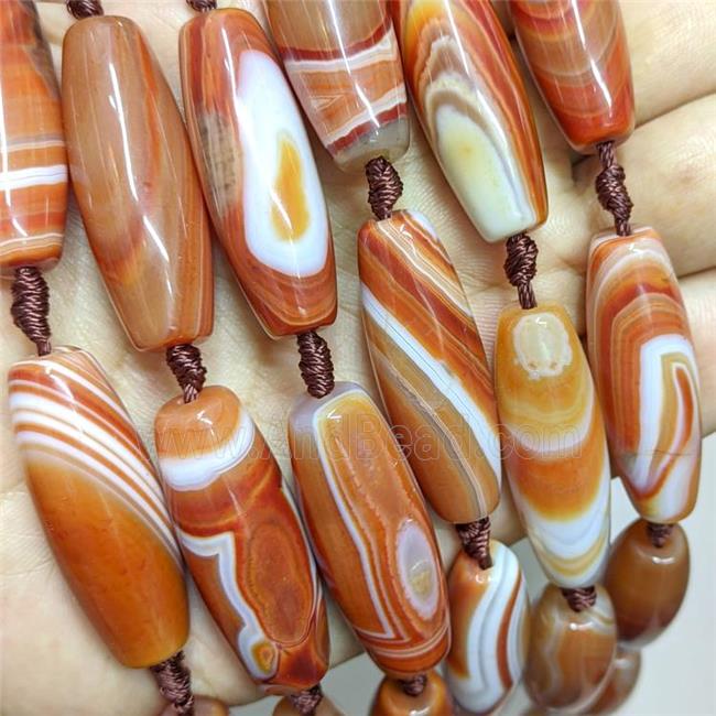 Stripe Agate Rice Beads Red Dye