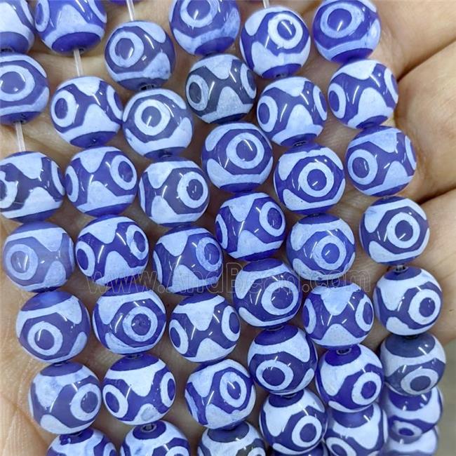 Tibetan Agate Beads Round Blue Eye