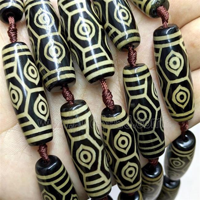Tibetan Agate Rice Beads Black Yellow Eye