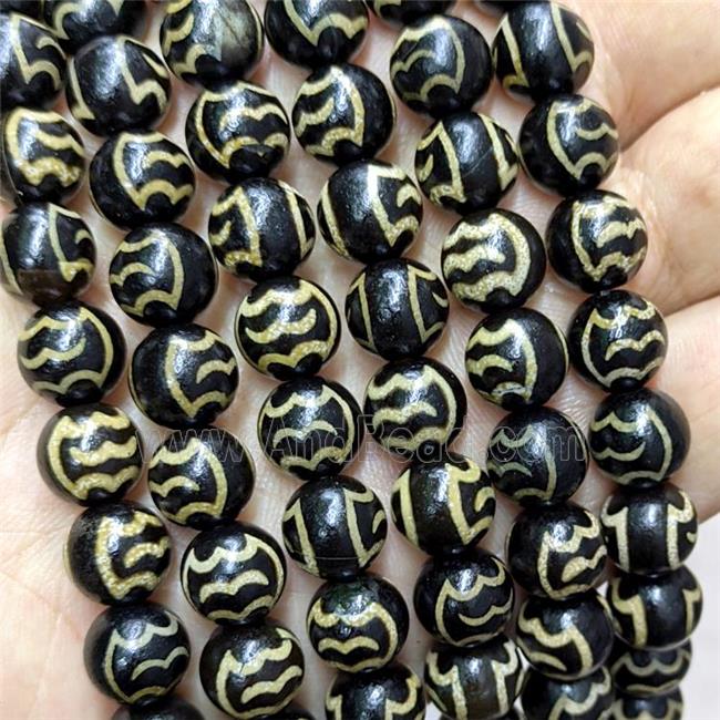 Tibetan Agate Beads Black Round