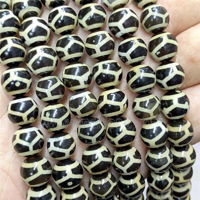 Tibetan Agate Beads Black Round Tortoise