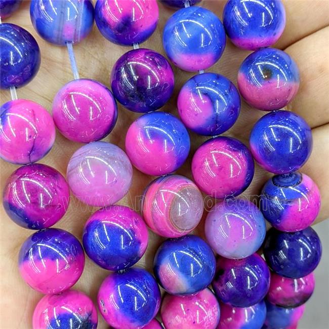 Natural Agate Beads Multicolor Dye Smooth Round