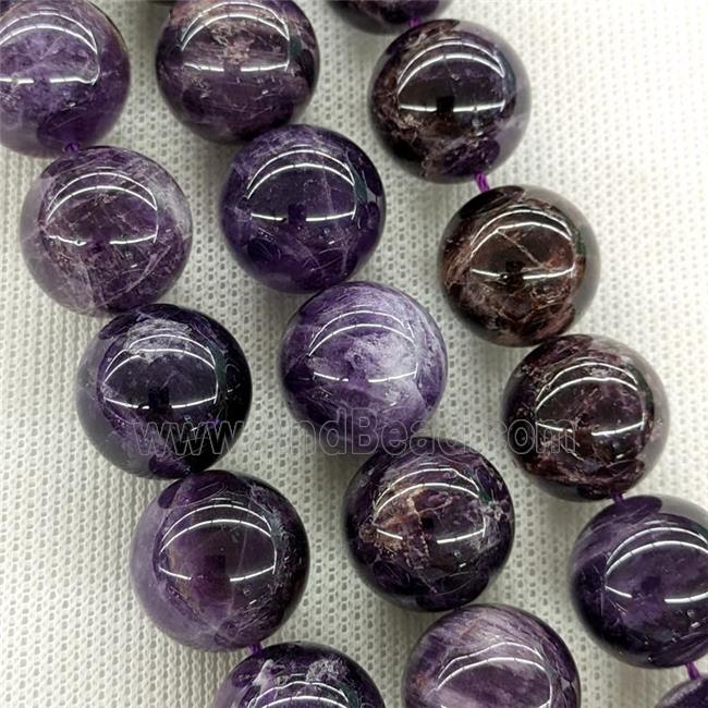 Natural Amethyst Beads Purple Smooth Round