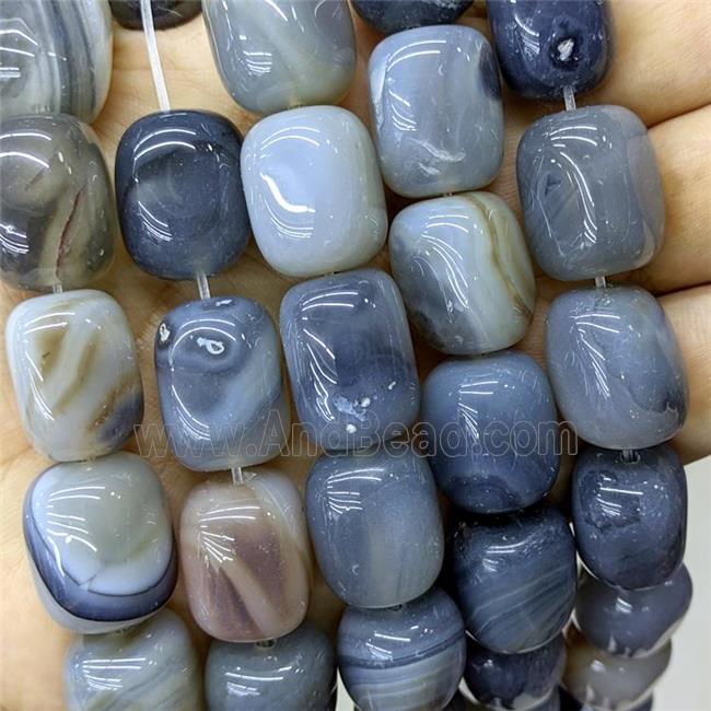 Natural Stripe Agate Tube Beads Gray Dye