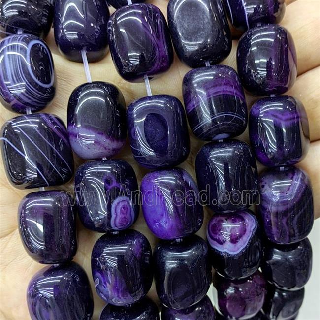 Natural Stripe Agate Tube Beads Purple Dye