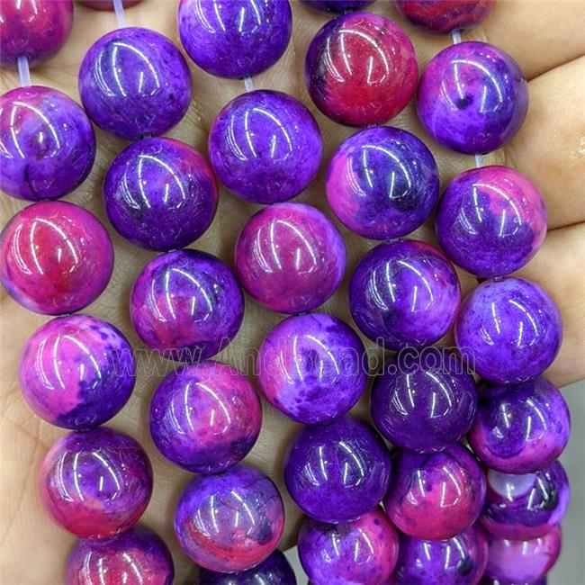 Natural Agate Beads Purple Red Dye Smooth Round