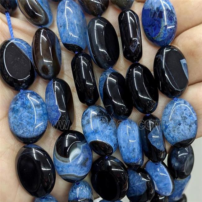 Blue Druzy Agate Oval Beads Dye