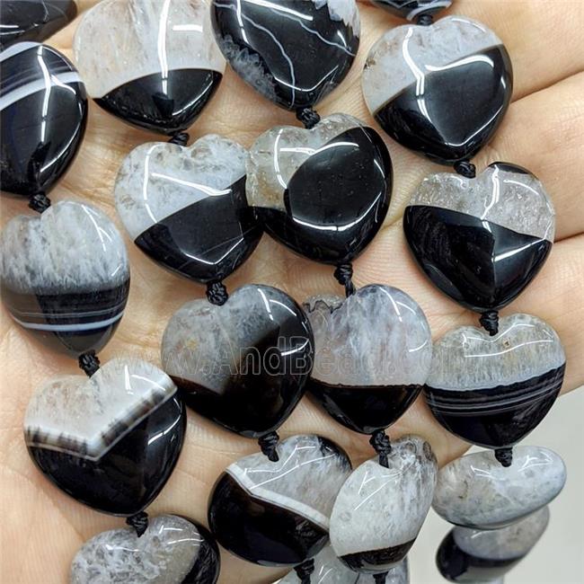 Druzy Agate Heart Beads Black Dye