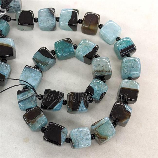 Natural Agate Druzy Cube Beads Blue Dye