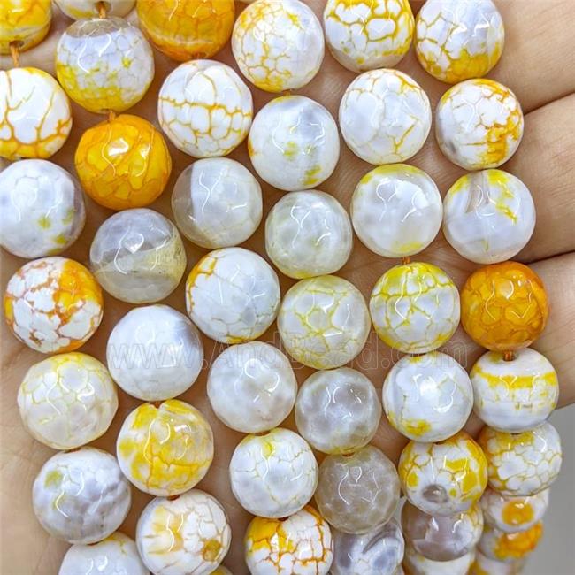 Yellow Fired Agate Beads Faceted Round Dye