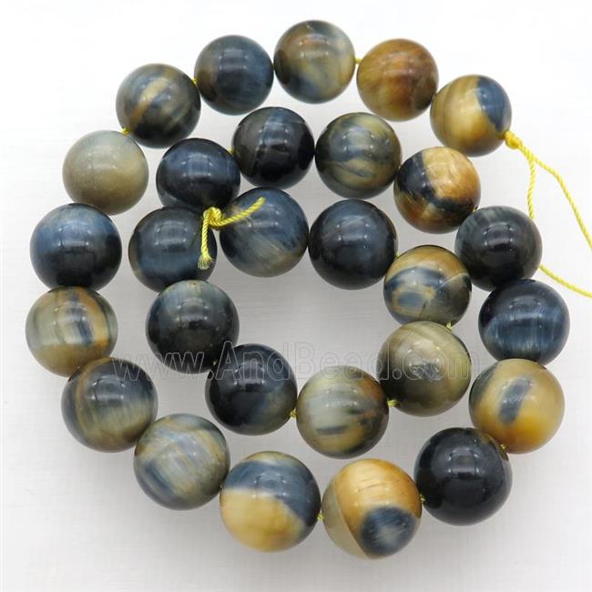 Natural Dream Tiger Eye Stone Beads Blueyellow Dye Smooth Round
