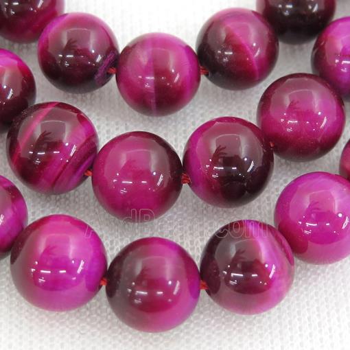 hotpink Tiger eye stone beads, round