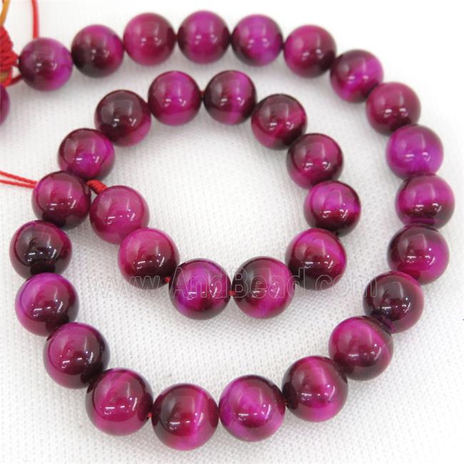 hotpink Tiger eye stone beads, round
