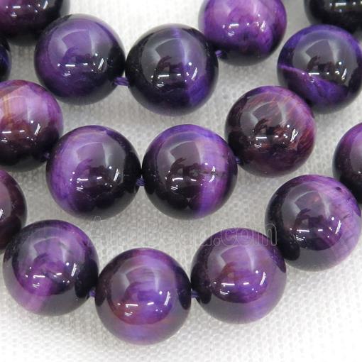 purple Tiger eye stone beads, round