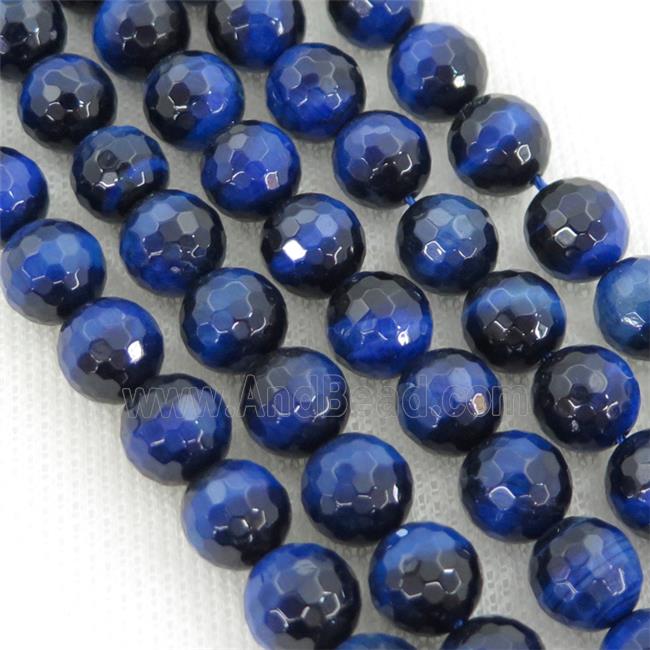 blue Tiger eye stone beads, faceted round