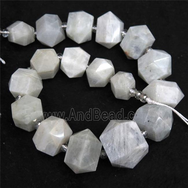 white Moonstone bullet beads