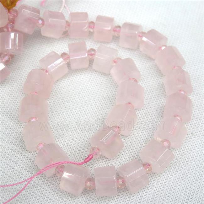 Rose Quartz triangle beads, faceted