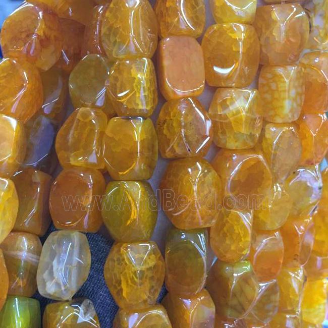 orange Dragon Veins Agate Beads, freeform