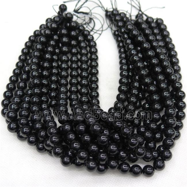 Black Tourmaline Beads, round