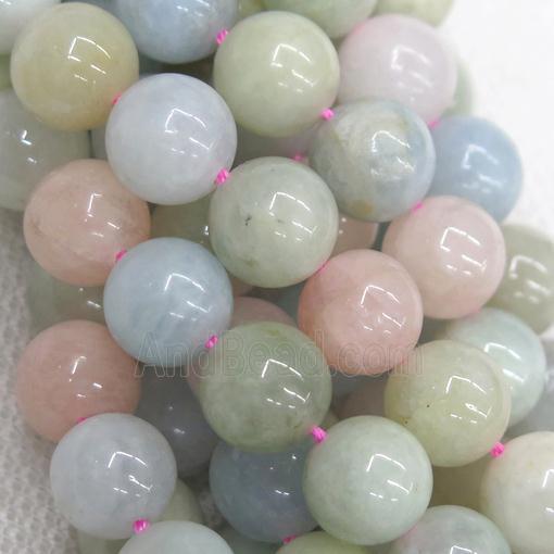 round Morganite Beads, multicolor