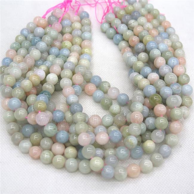 round Morganite Beads, multicolor