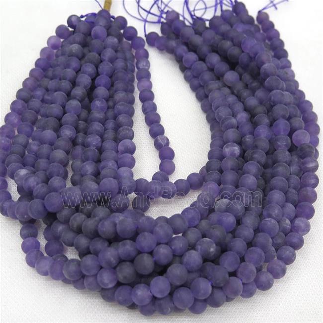 matte Purple Amethyst Beads, round