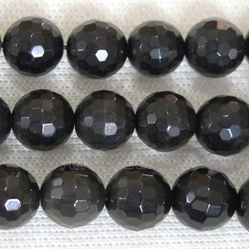 faceted round Obsidian Beads