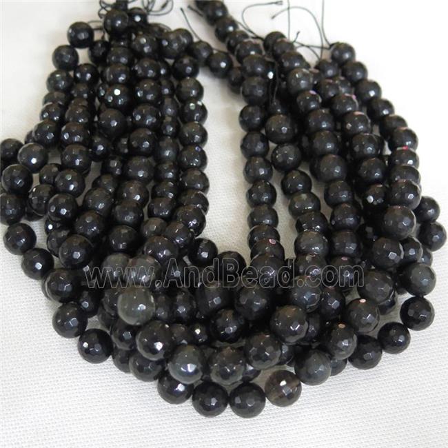 faceted round Obsidian Beads