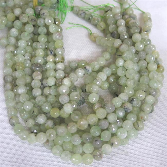 round faceted Prehnite Beads