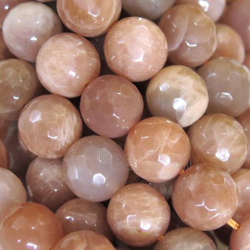 orange MoonStone Beads, faceted round