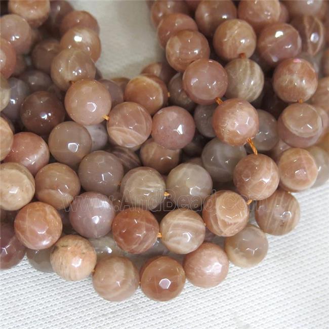 orange MoonStone Beads, faceted round