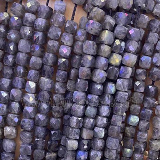 Labradorite Beads, faceted cube