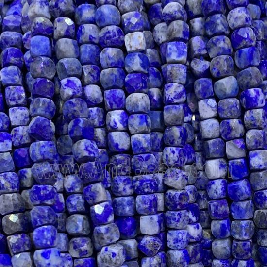 blue Lapis Lazuli Beads, faceted cube