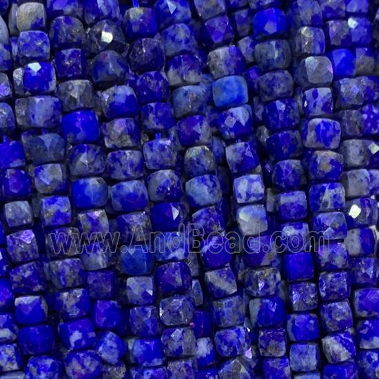 blue Lapis Lazuli Beads, faceted cube